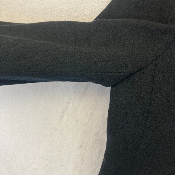Vintage Saville 100% Wool Long Blazer Jacket Womens 8 Black Office Collarless - Picture 10 of 16